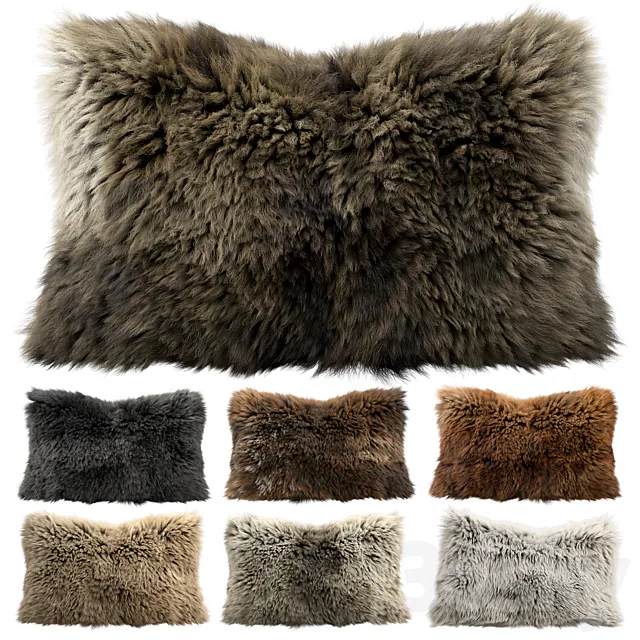 Fur pillow set 3 3ds Max