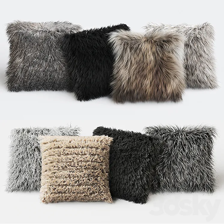 Fur Pillow set 3DS Max
