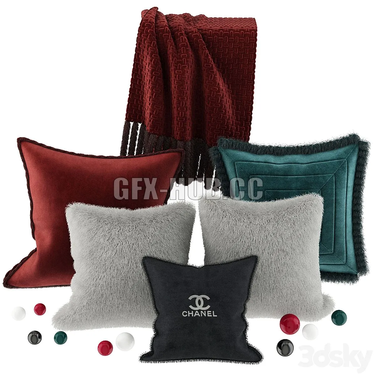 Fur Pillows CHANEL 3dsMax Model