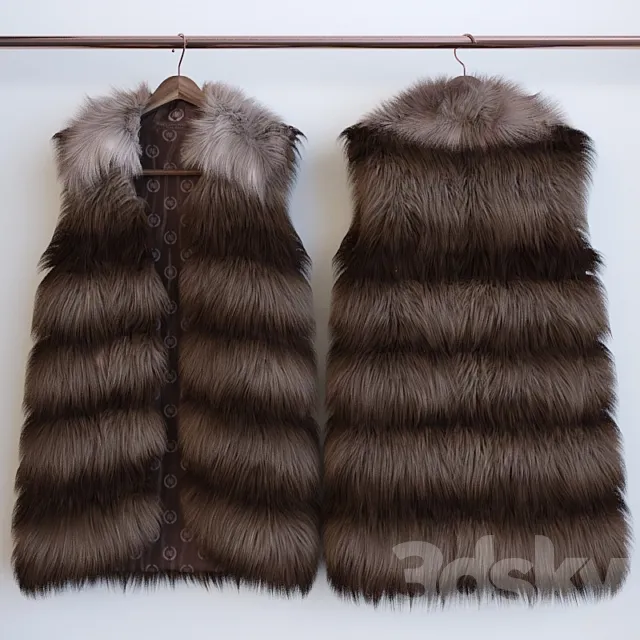 fur vest on a hanger and on a dummy 3ds Max