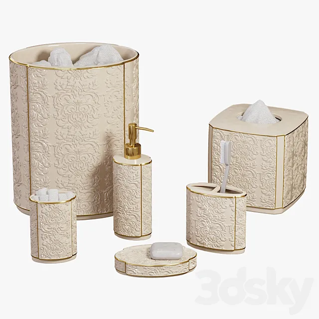 Furla Cream Damask Ceramic Bath Accessories 3ds Max