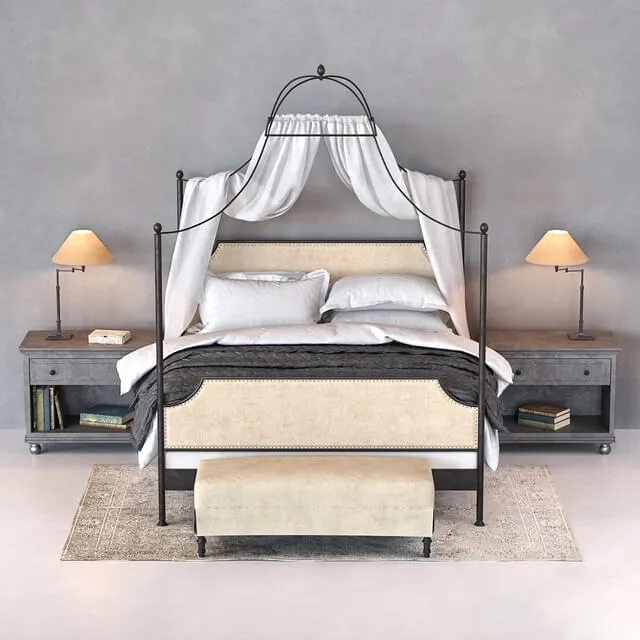 furniture – 19TH C. Campaign fabric iron bed 3ds Max