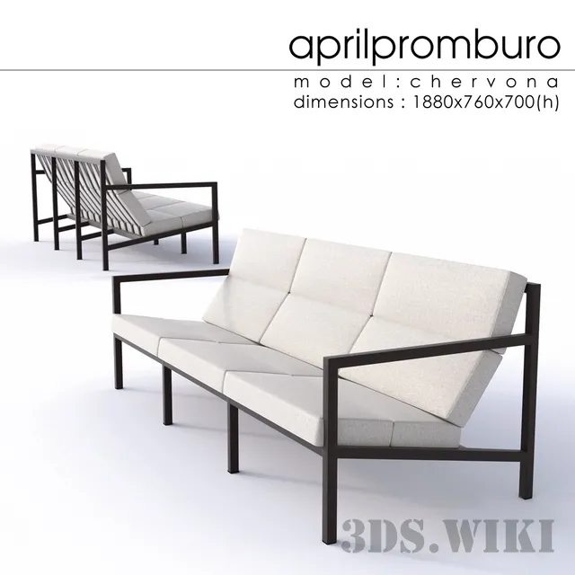 furniture – 3-seater sofa Aprilpromburo Chervona 3ds Max