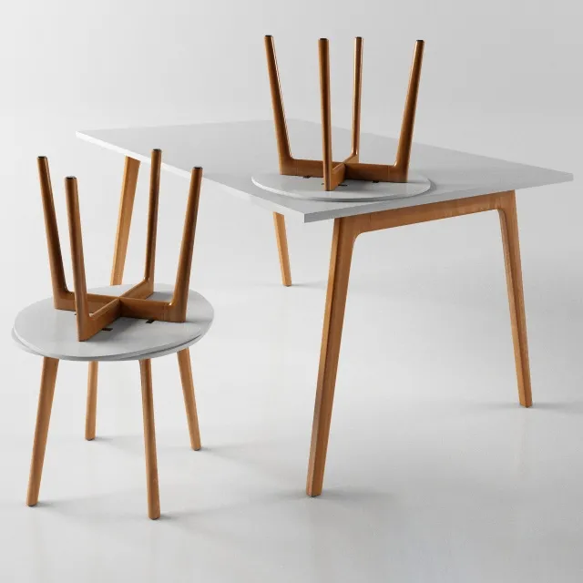 furniture – 6100 San Siro by Kusch + Co table and chairs 3ds Max