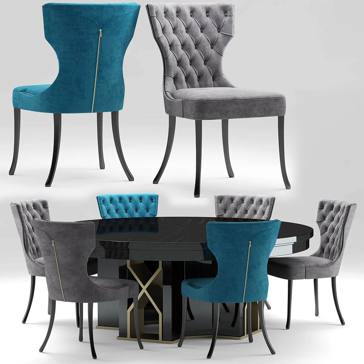 furniture – Adda Capitonne table & chair 4 3ds Max
