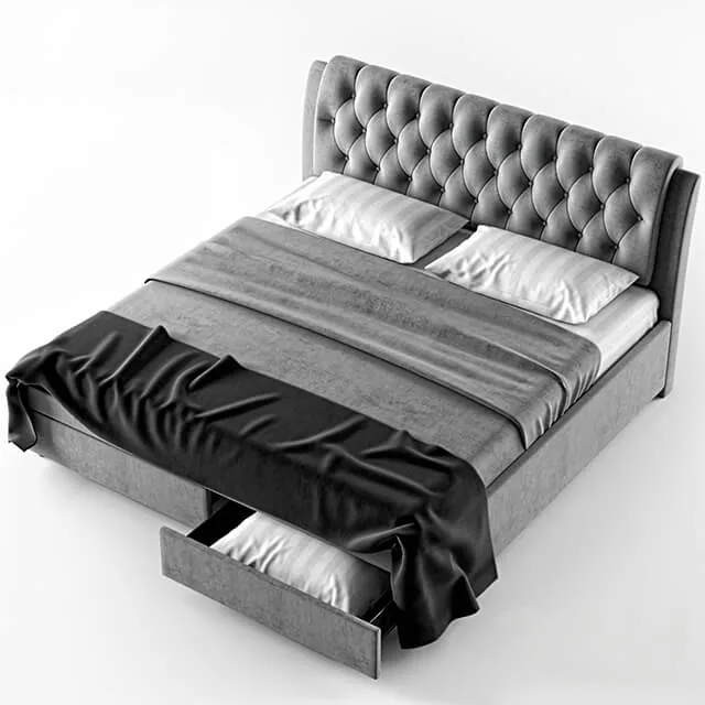 furniture – Ainge button-tufted fabric upholstered storage bed 3ds Max
