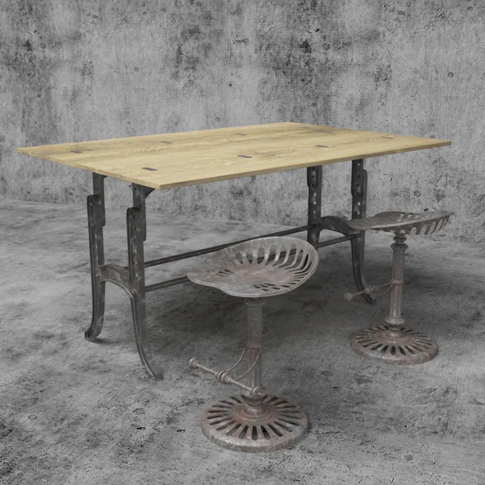 furniture – Ancient table with metal chairs 3ds Max
