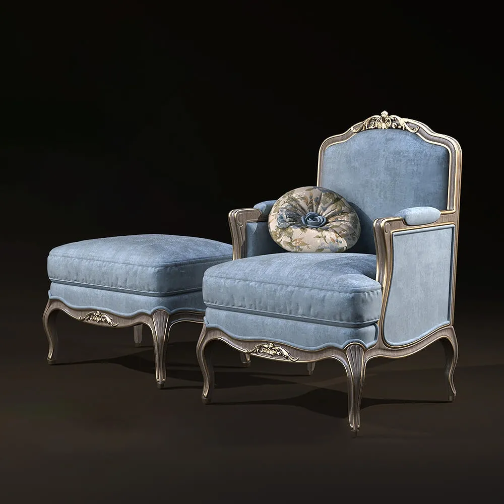 furniture – Angelo Cappellini Armchair ottoman 3ds Max