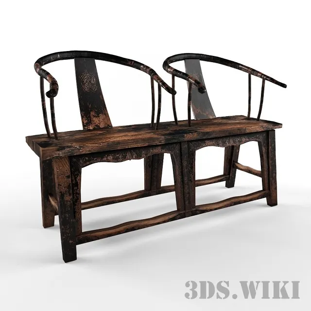 furniture – Antique Rustic Elm Wood Bench 3ds Max