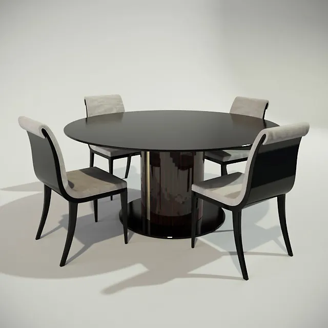 furniture – Ar- Deco table with chair 002 3ds Max