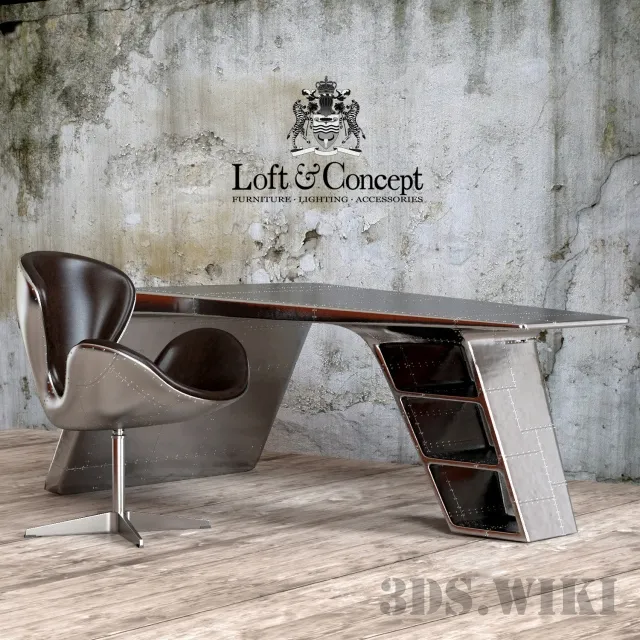 furniture – Armchair and desk Aviator by Loft Concept 3ds Max