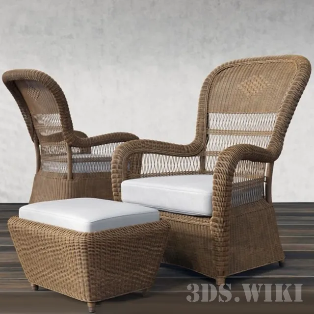 furniture – Armchair and footrest 3ds Max