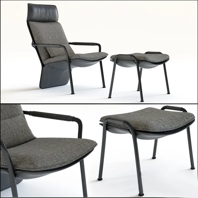 furniture – Armchair and Pouf Poltrona Frau Arabesque 3ds Max