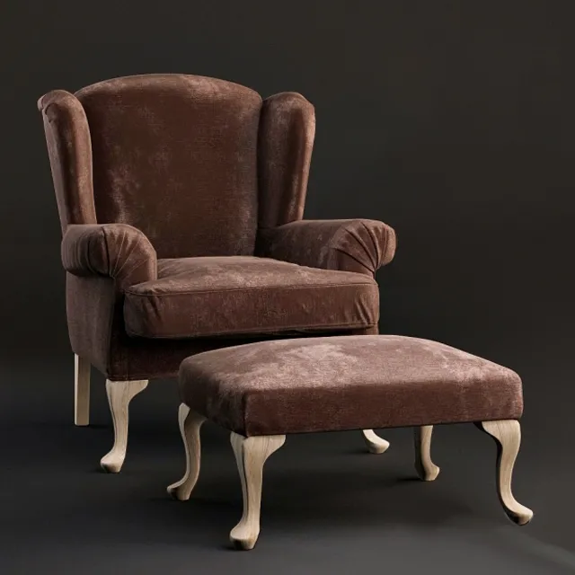 furniture – Armchair Ascension Latorre Georges with pouf 3ds Max