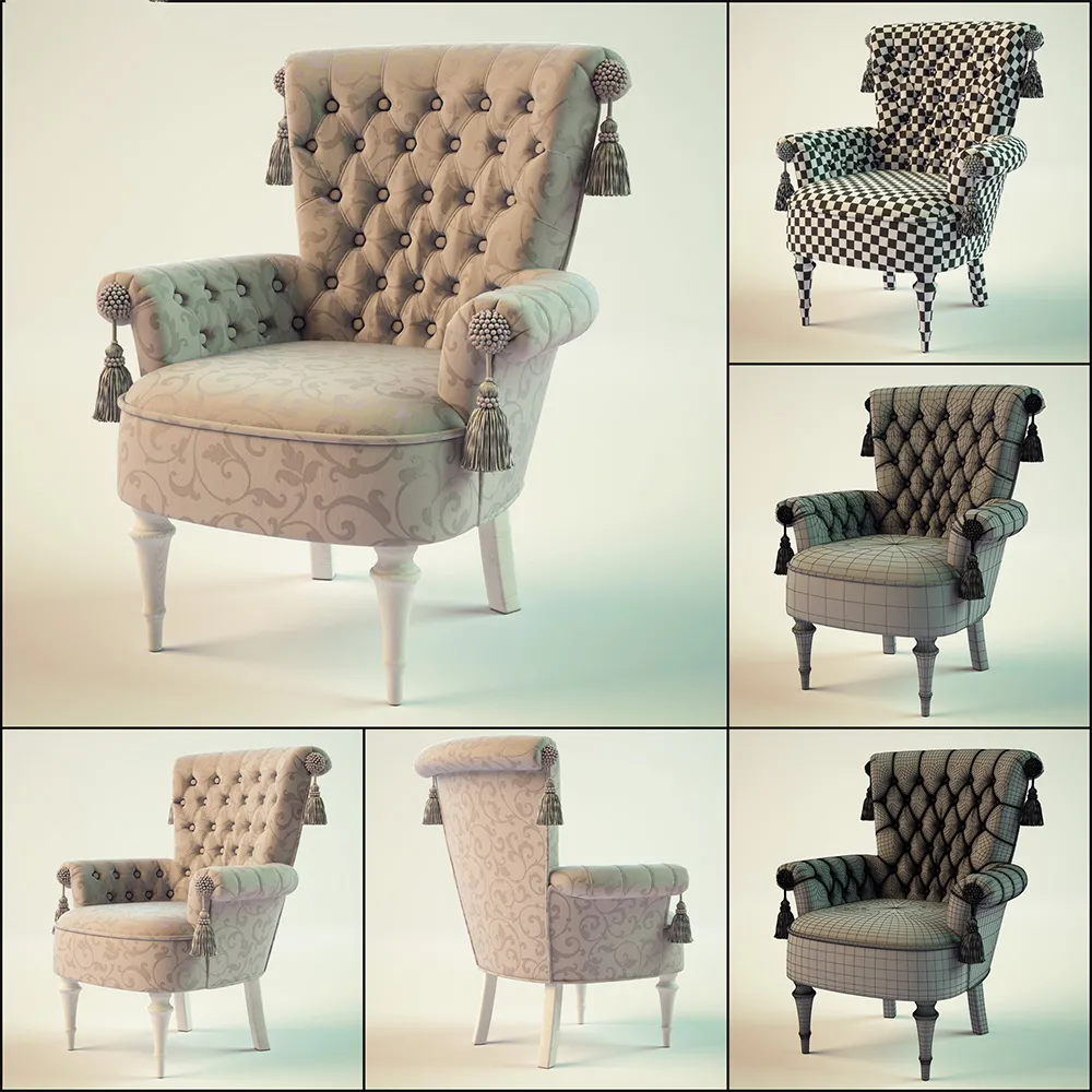 furniture – Armchair Giusti Portos REGINA 3ds Max