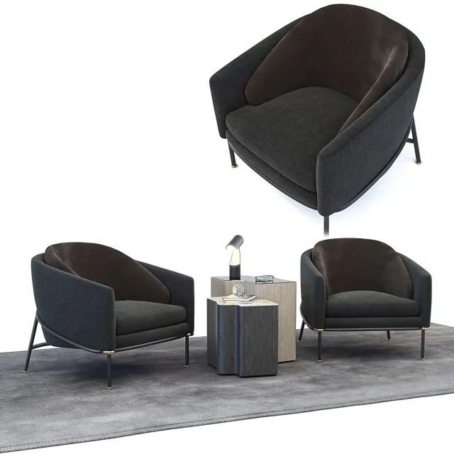 furniture – Armchair Phil Noir Minotti  5 3ds Max