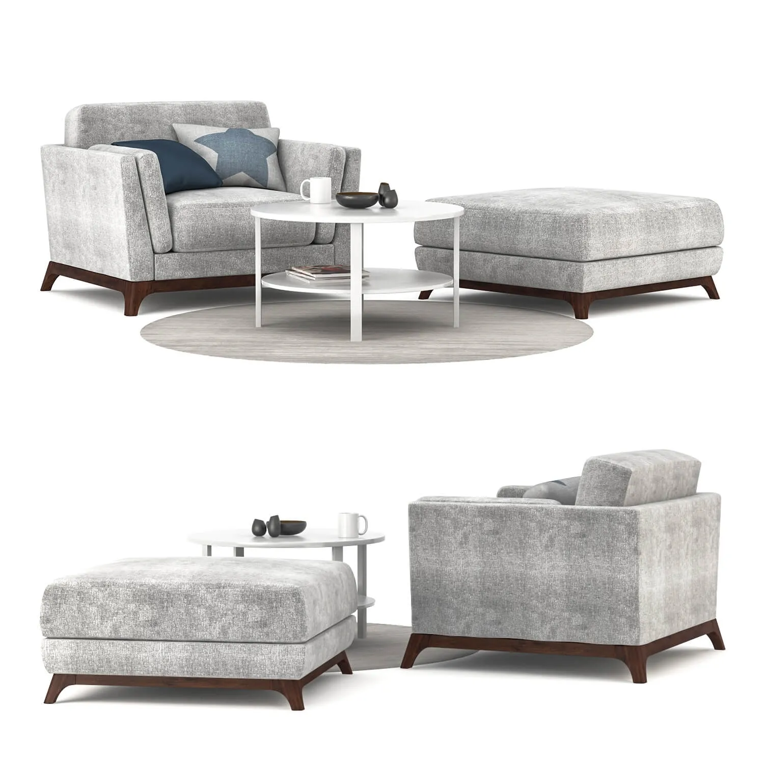 furniture – Armchair & Pouf Lexiconton GRAY 3ds Max