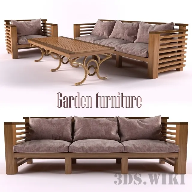 furniture – Armchair sofa and table for the garden 3ds Max