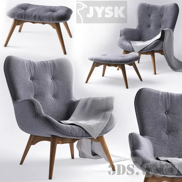 furniture – Armchair with pouf – jysk EJERSLEV 3ds Max