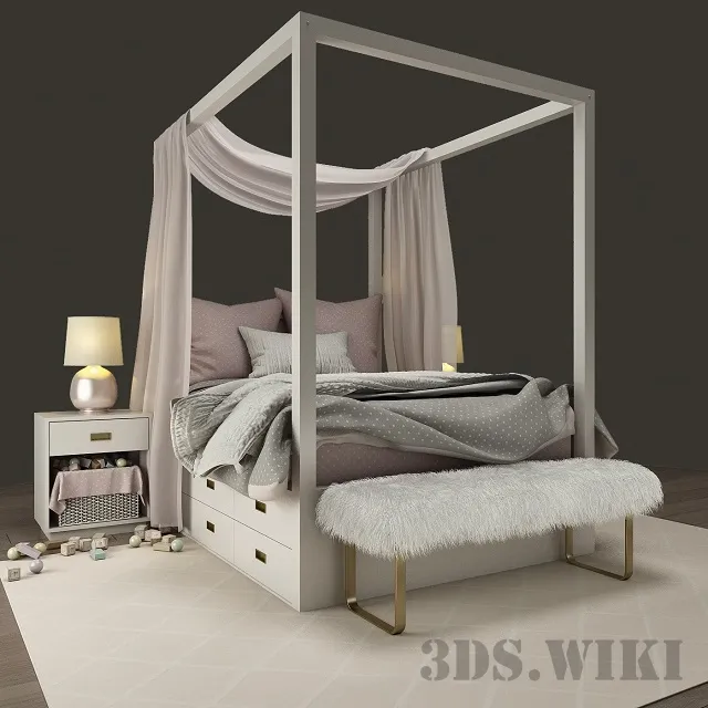 furniture – AVALON Restoration Hardware Bed 3ds Max