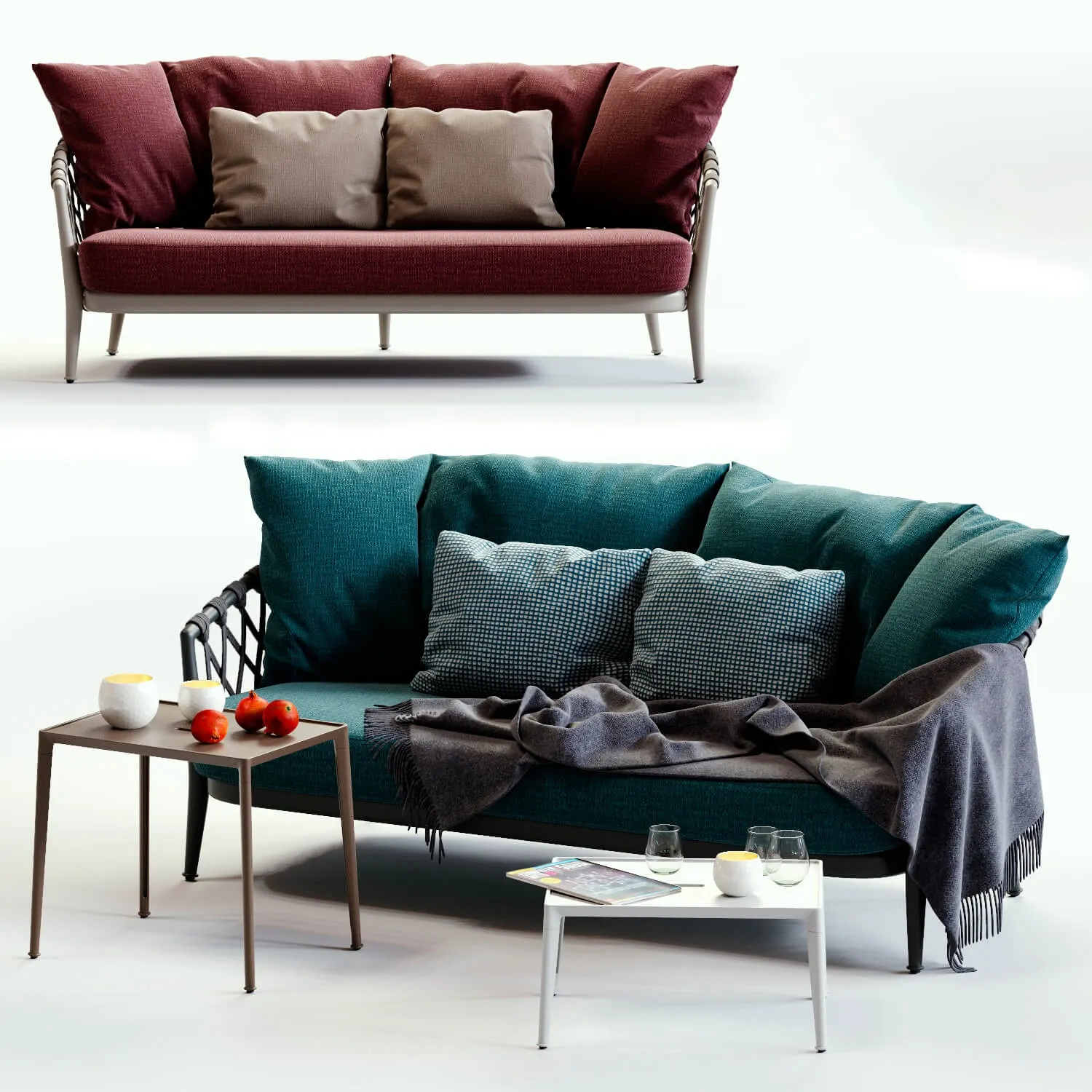 furniture – B and  B Italia Erica blue and red sofa 3ds Max