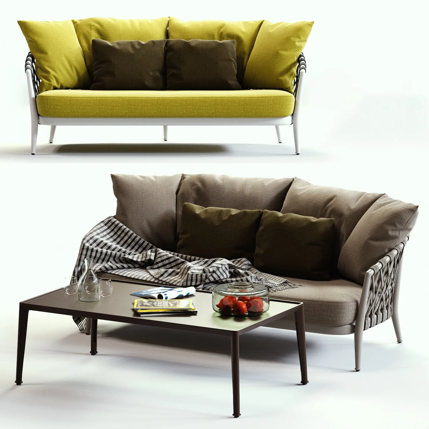 furniture – B and B Italia Erica grey and yellow sofa 3ds Max
