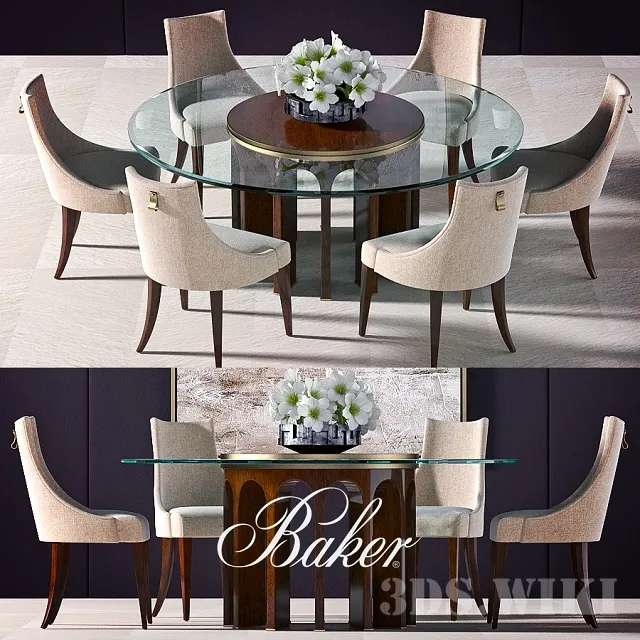 furniture – BAKER DINING TABLE WITH CHAIRS 3ds Max