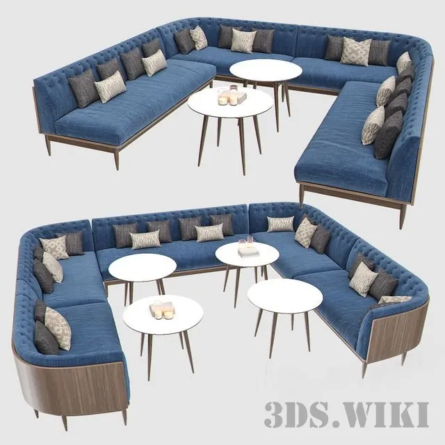 furniture – Banquet Seating and table 3ds Max
