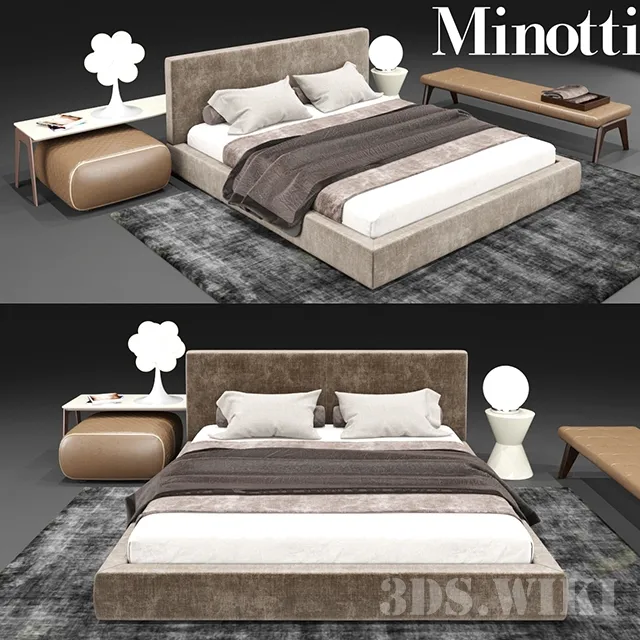 furniture – Bartlett bed and accessories from Minotti 3ds Max