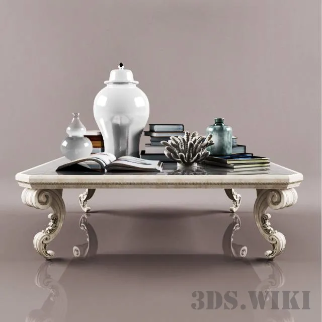 furniture – Bastex Tiffany Table with Decorative Set 3ds Max