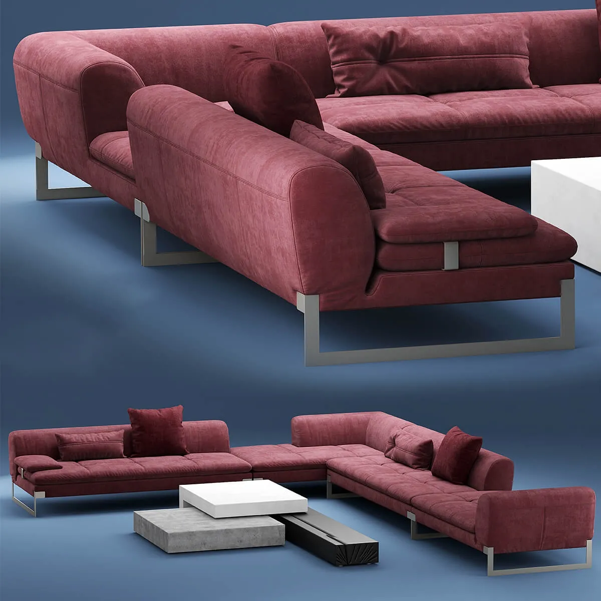 furniture – Baxter Viktor corner sectional leather sofa 3ds Max