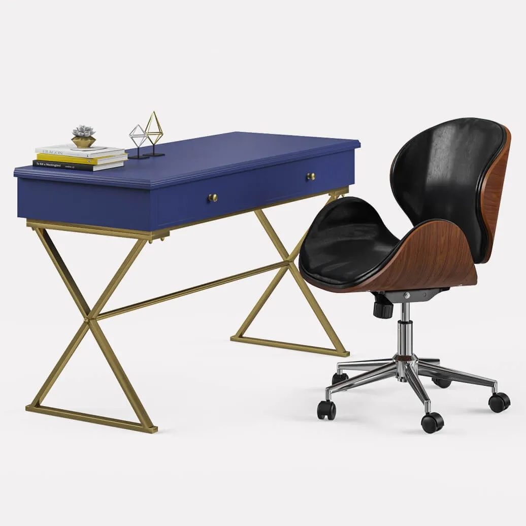 furniture – Baxton Studio Bruce modern office chair with Linon Campaign desk 3ds Max
