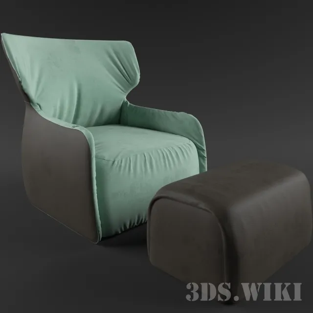furniture – Beautiful designer armchair with footrest 3ds Max