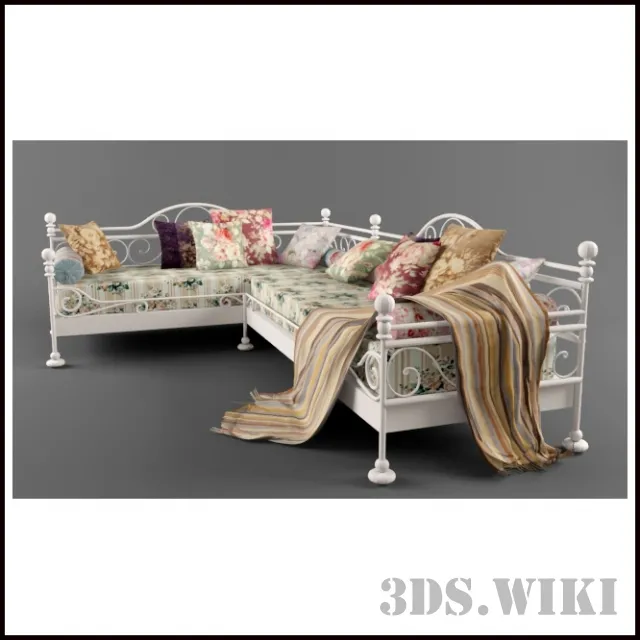 furniture – Beautiful sofa with a metal frame 3ds Max