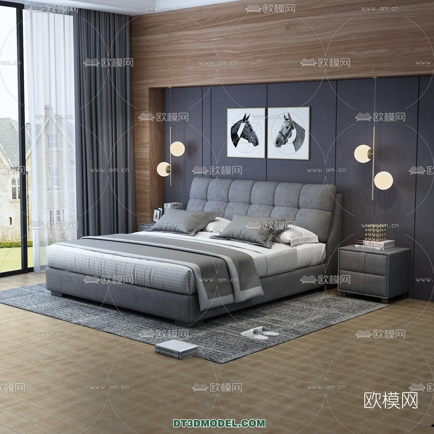 FURNITURE – BED – 3D Model For Interior Design – 2201