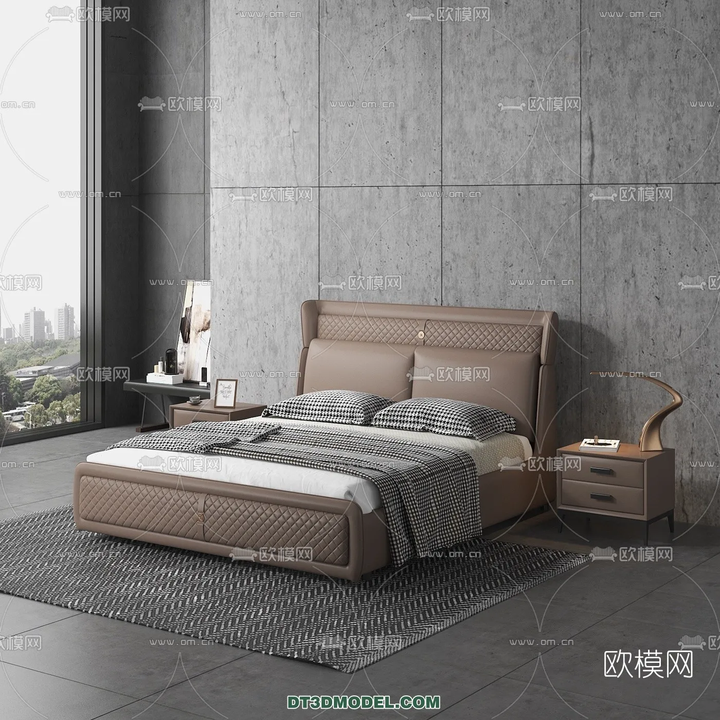 FURNITURE – BED – 3D Model For Interior Design – 2202