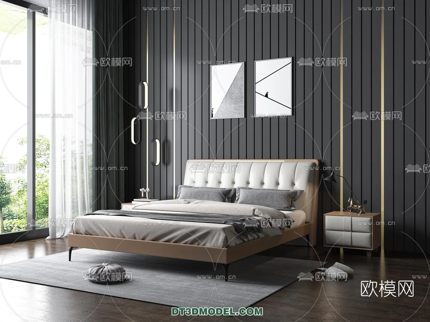 FURNITURE – BED – 3D Model For Interior Design – 2203