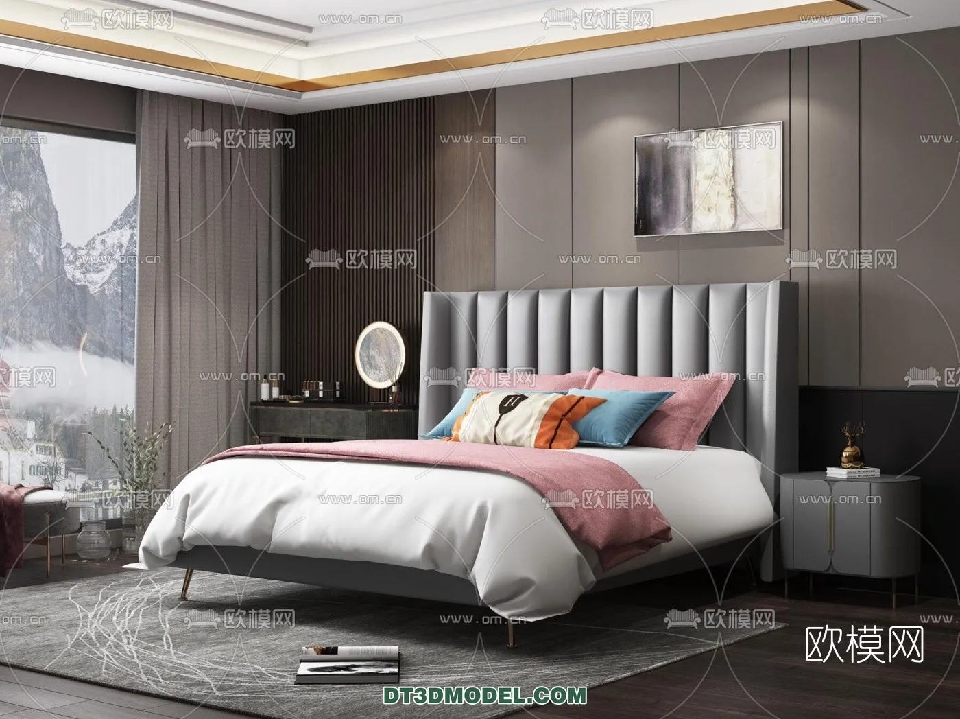 FURNITURE – BED – 3D Model For Interior Design – 2206