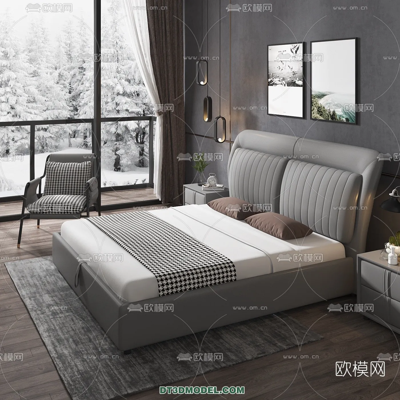 FURNITURE – BED – 3D Model For Interior Design – 2207