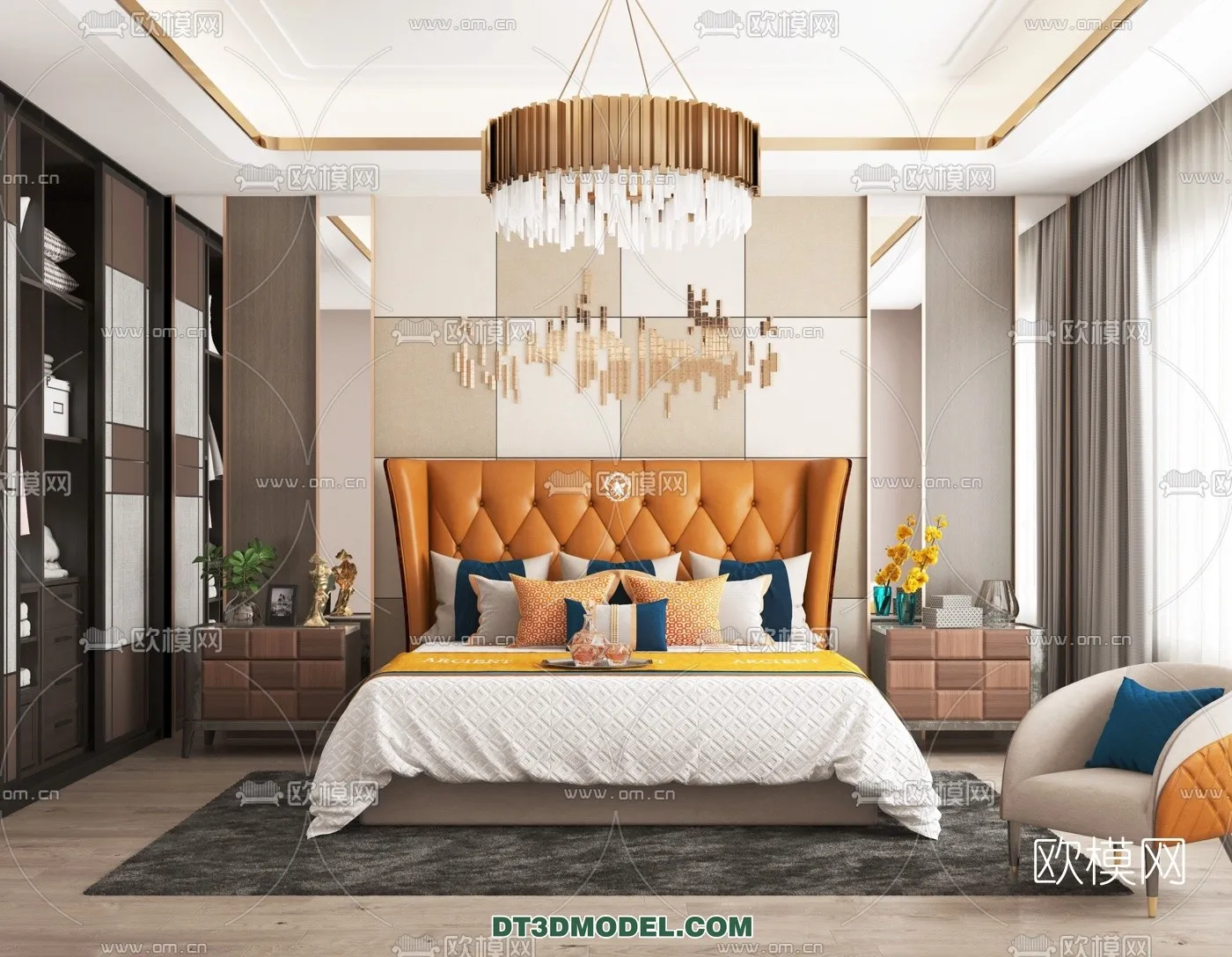 FURNITURE – BED – 3D Model For Interior Design – 2208