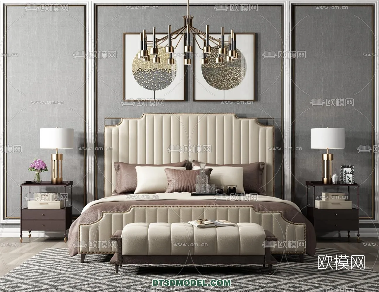 FURNITURE – BED – 3D Model For Interior Design – 2212