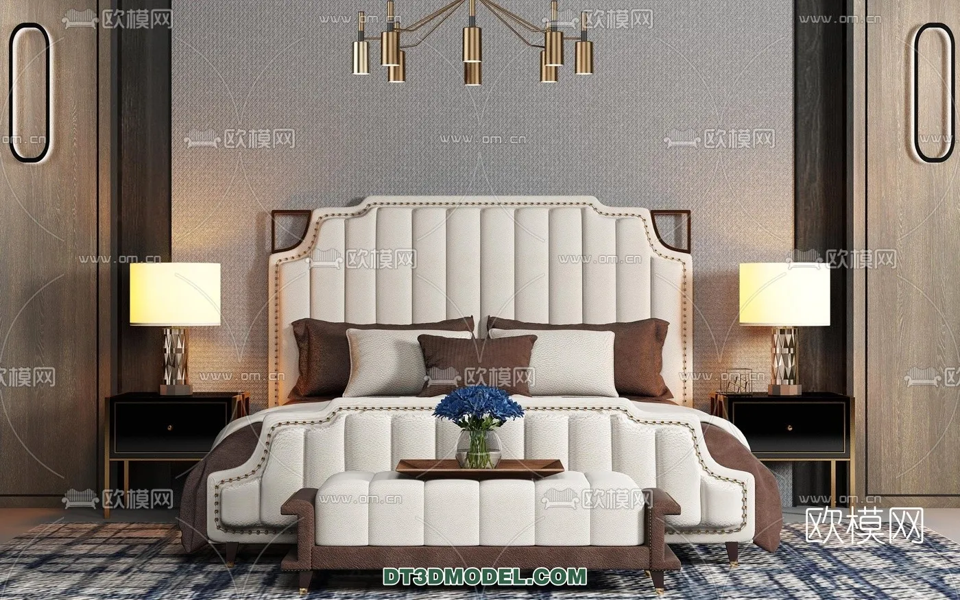 FURNITURE – BED – 3D Model For Interior Design – 2213