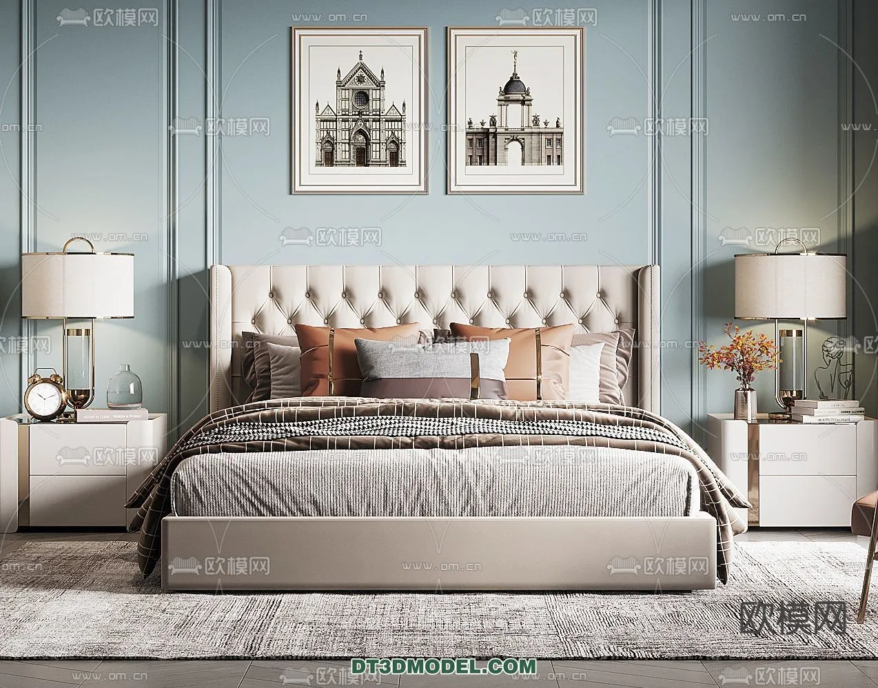 FURNITURE – BED – 3D Model For Interior Design – 2214