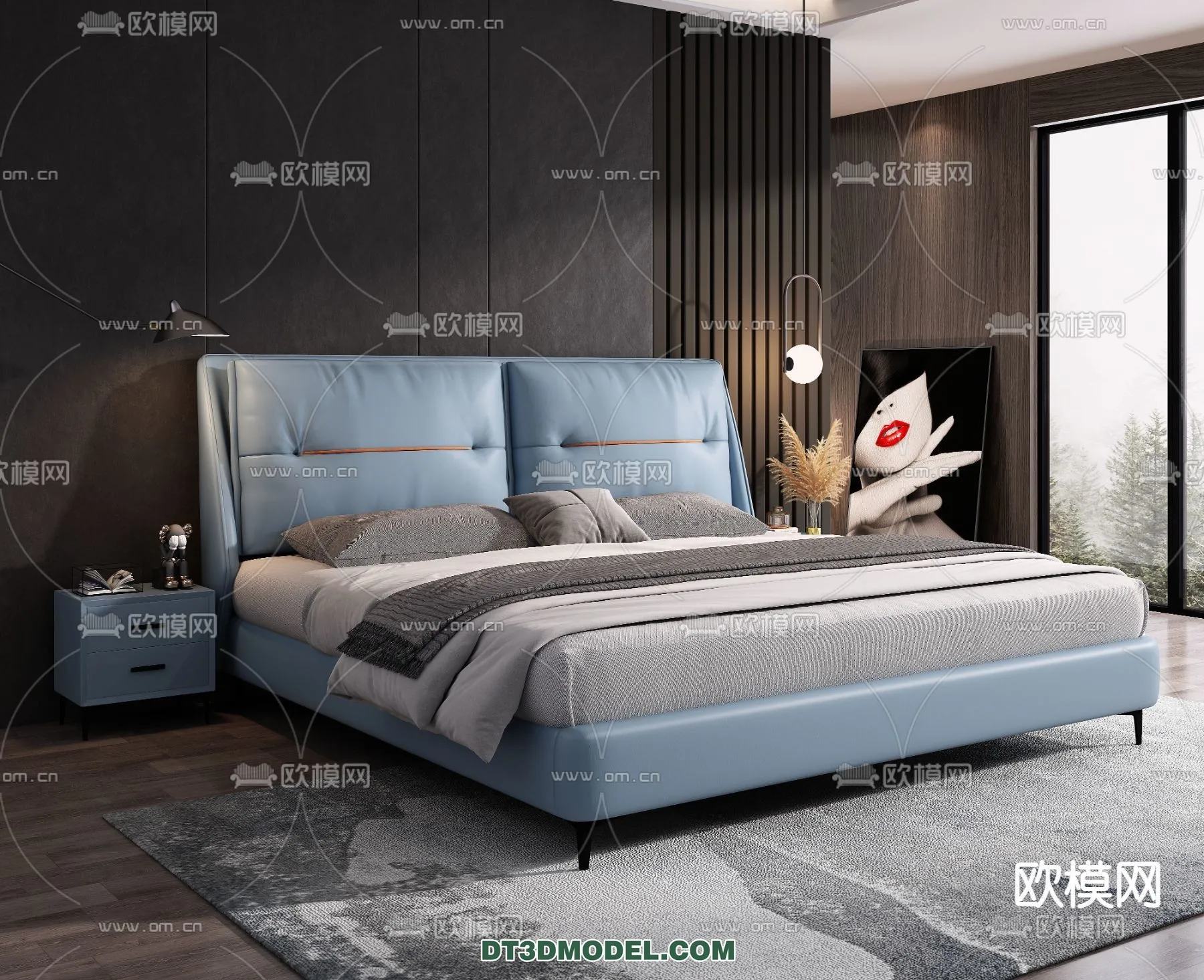 FURNITURE – BED – 3D Model For Interior Design – 2215