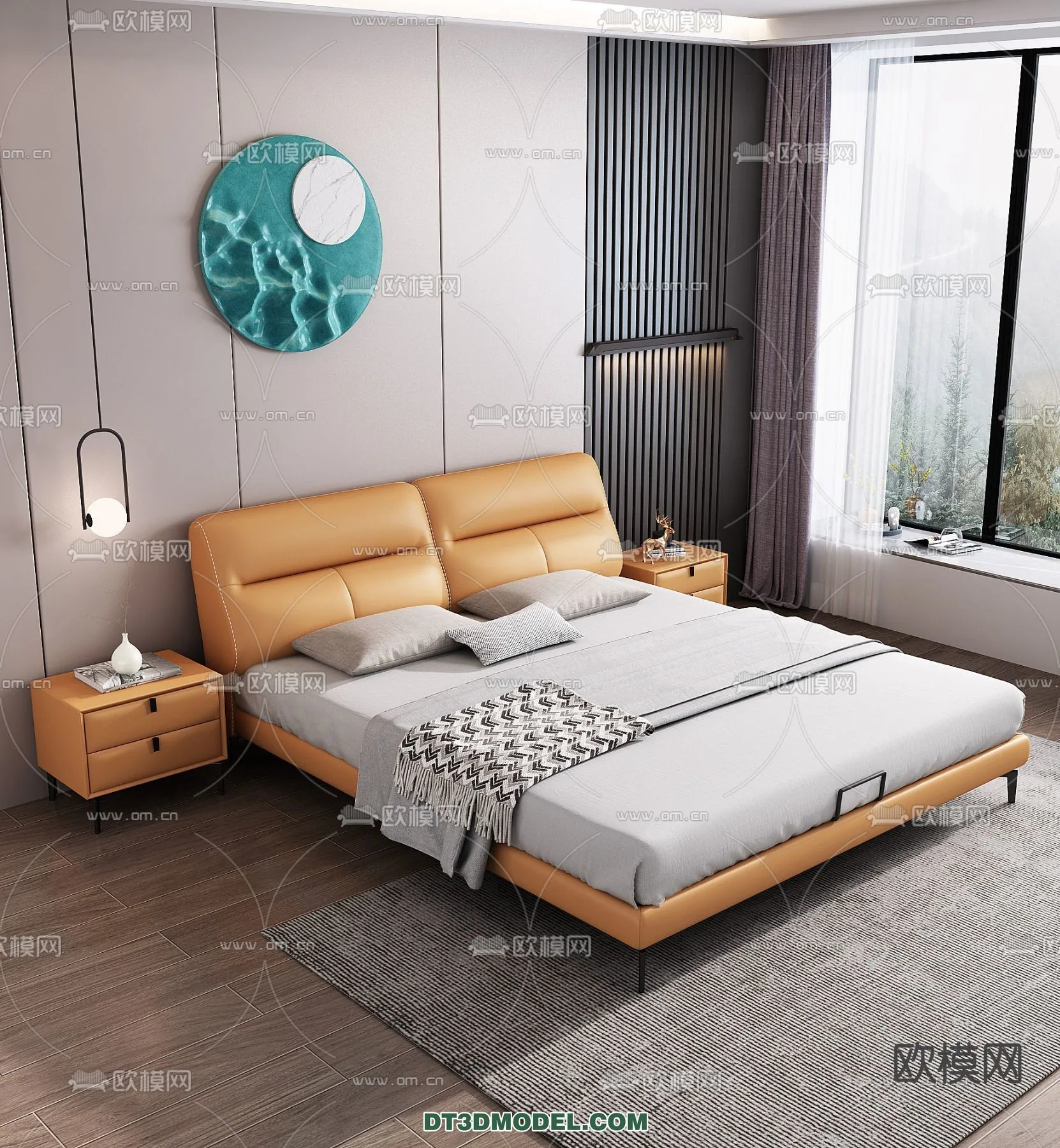 FURNITURE – BED – 3D Model For Interior Design – 2216