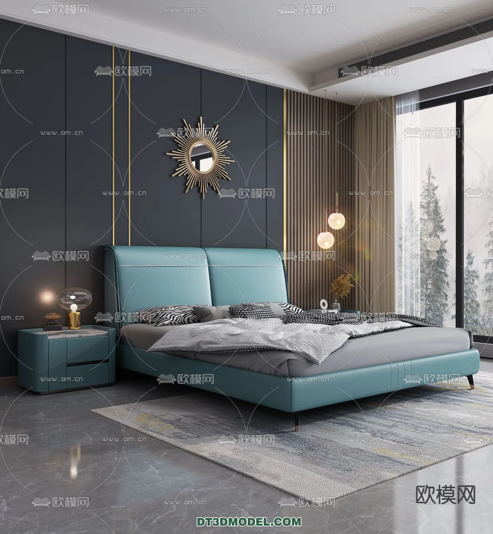 FURNITURE – BED – 3D Model For Interior Design – 2217