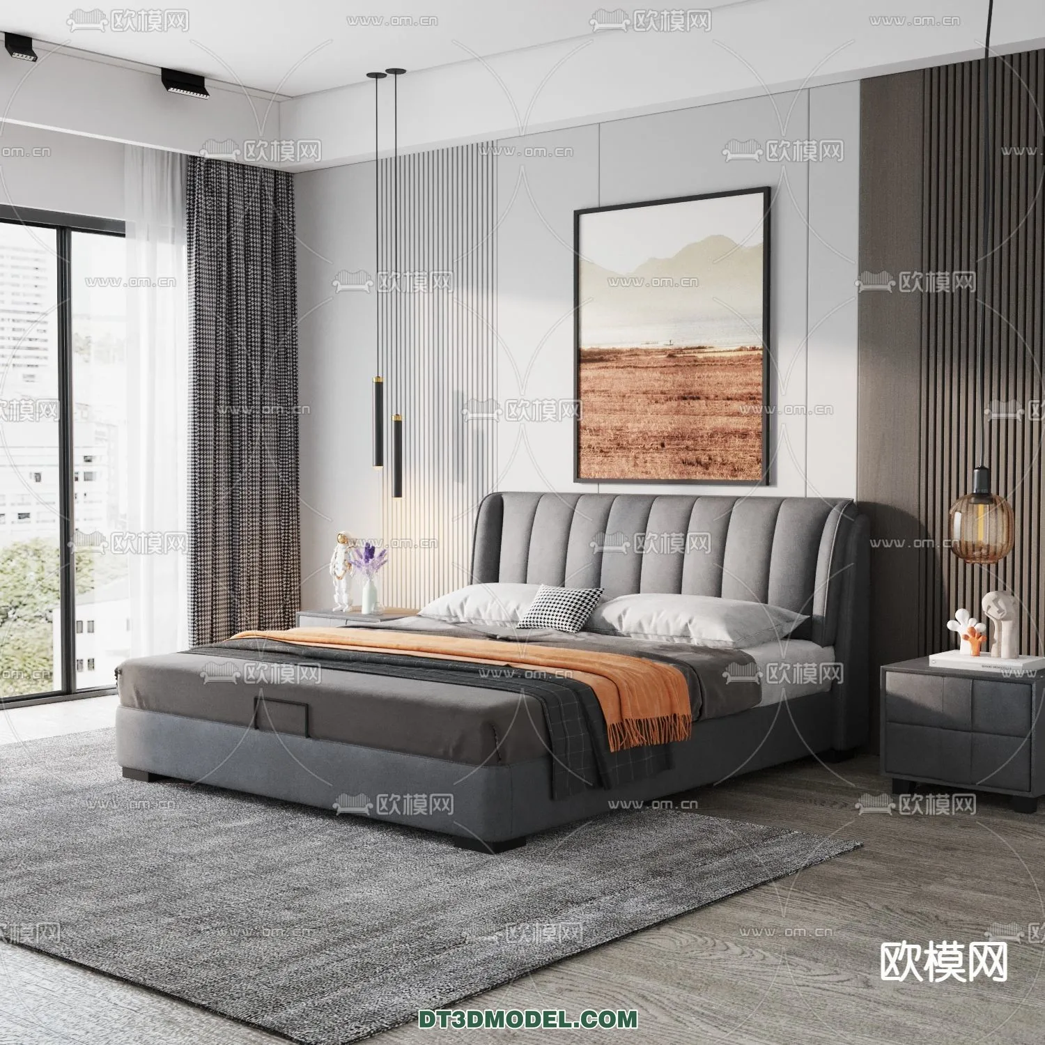 FURNITURE – BED – 3D Model For Interior Design – 2221