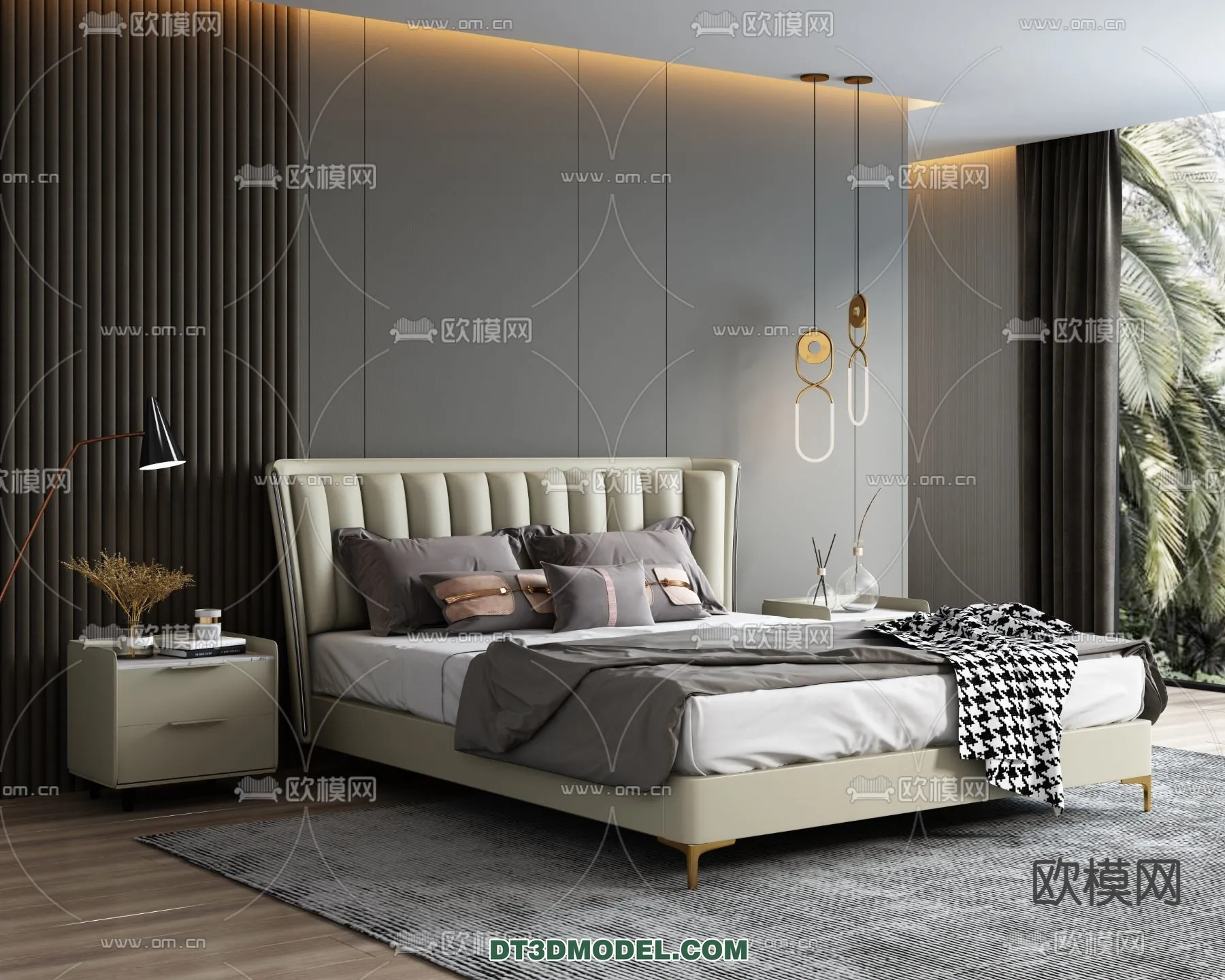 FURNITURE – BED – 3D Model For Interior Design – 2224