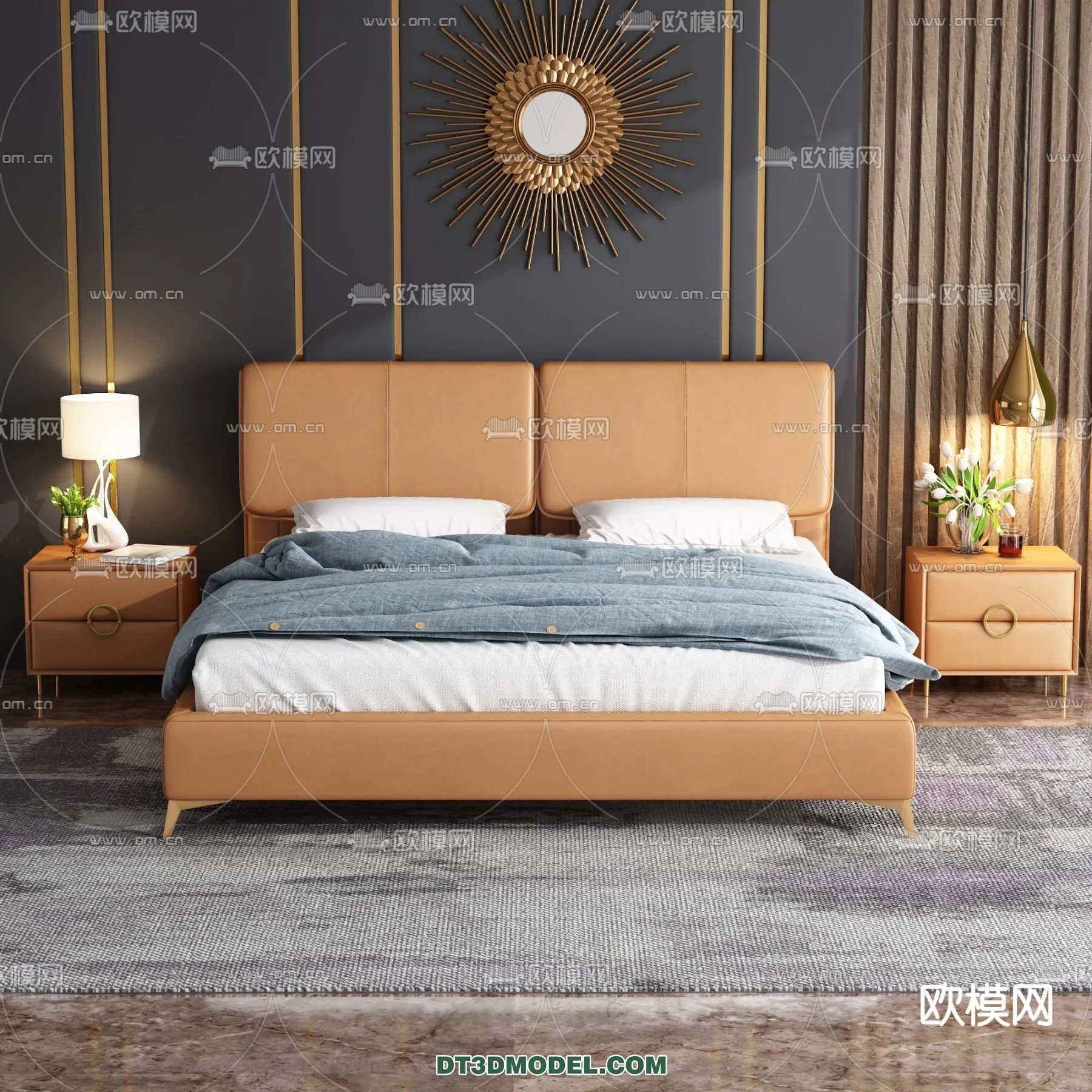 FURNITURE – BED – 3D Model For Interior Design – 2226