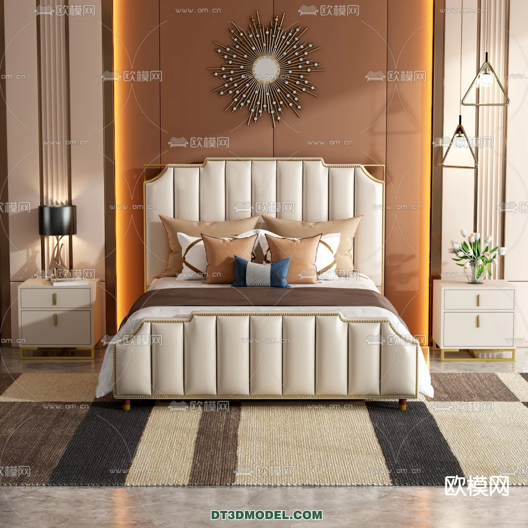 FURNITURE – BED – 3D Model For Interior Design – 2227